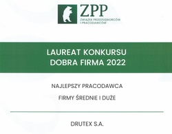 DOBRA FIRMA 2022 - DRUTEX S.A. NAJLEPSZY PRACODAWCA