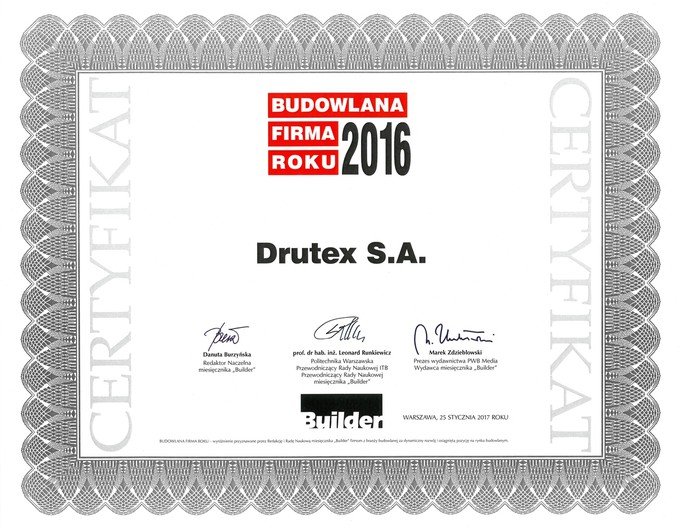 Drutex obtient les distinctions : Entreprise de Bâtiment de l’Année et Personnalité du Secteur